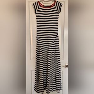 Ralph Lauren Blue and White Maxi Cotton A-Line Dress